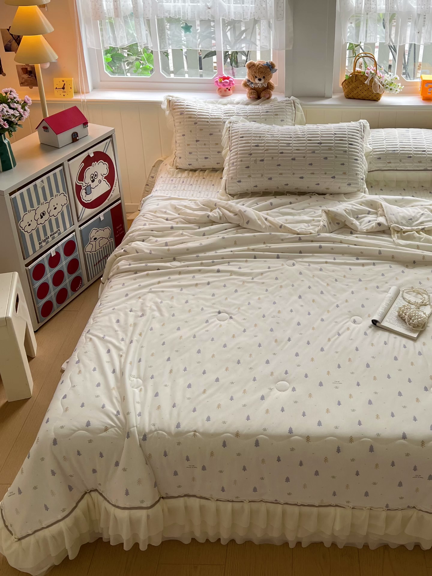 91家纺网 家纺一手货源 找家纺 富米莱（原臻工厂） 2026新款高奢维密花边冰肤格凉感夏凉被床盖夏被四件套 夏被床盖-梦幻森林