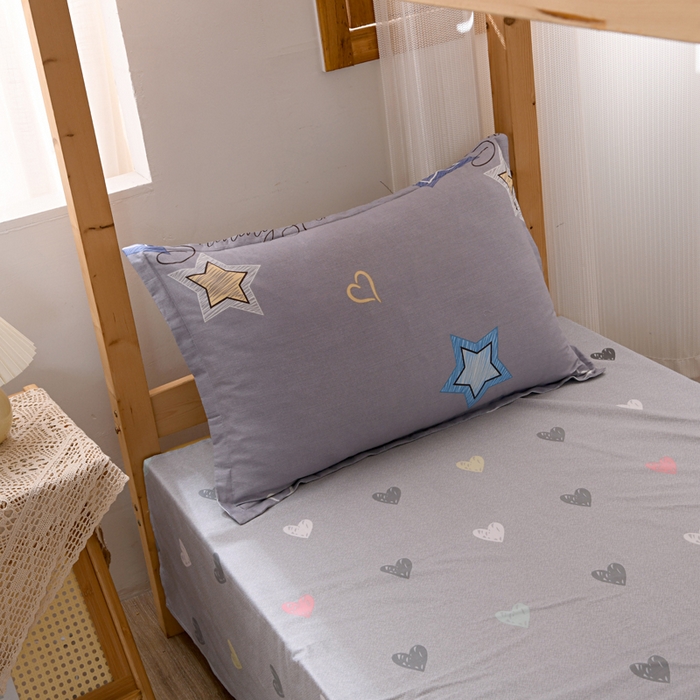 91家纺网 家纺一手货源 找家纺 茗婷家纺 2026新款纯棉学生宿舍上下铺床单款床笠款三件套四季款 启明星-灰