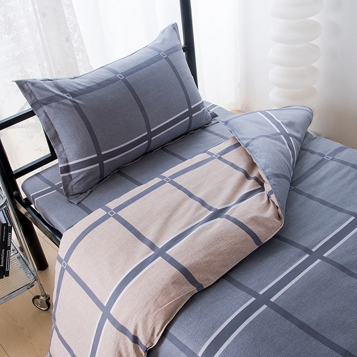 91家纺网 家纺一手货源 找家纺 茗婷家纺 2026新款纯棉学生宿舍上下铺床单款床笠款三件套四季款 简易时尚灰