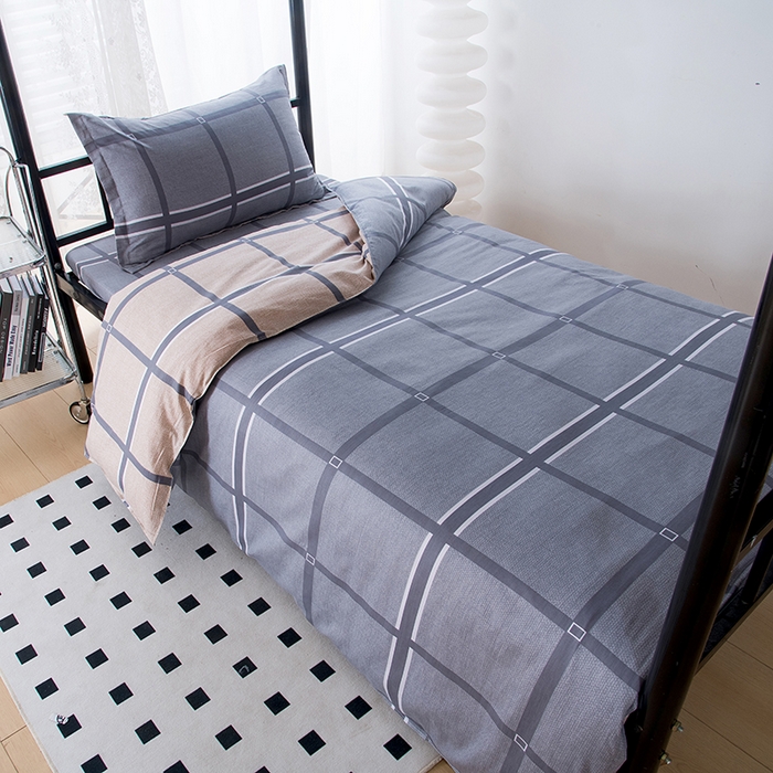 91家纺网 家纺一手货源 找家纺 茗婷家纺 2026新款纯棉学生宿舍上下铺床单款床笠款三件套四季款 简易时尚灰