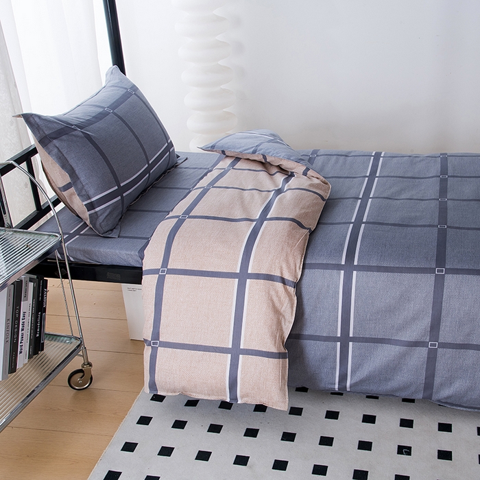 91家纺网 家纺一手货源 找家纺 茗婷家纺 2026新款纯棉学生宿舍上下铺床单款床笠款三件套四季款 简易时尚灰