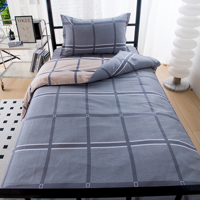 91家纺网 家纺一手货源 找家纺 茗婷家纺 2026新款纯棉学生宿舍上下铺床单款床笠款三件套四季款 简易时尚灰