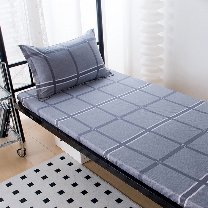 91家纺网 家纺一手货源 找家纺 茗婷家纺 2026新款纯棉学生宿舍上下铺床单款床笠款三件套四季款 简易时尚灰