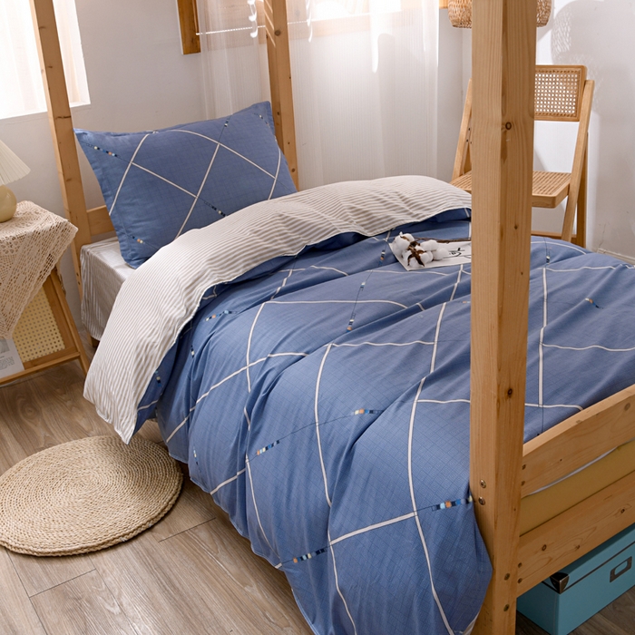 91家纺网 家纺一手货源 找家纺 茗婷家纺 2026新款纯棉学生宿舍上下铺床单款床笠款三件套四季款 小时光