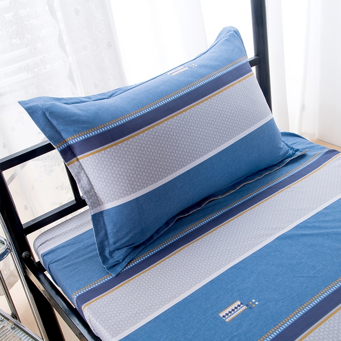 91家纺网 家纺一手货源 找家纺 茗婷家纺 2026新款纯棉学生宿舍上下铺床单款床笠款三件套四季款 时光倒影兰