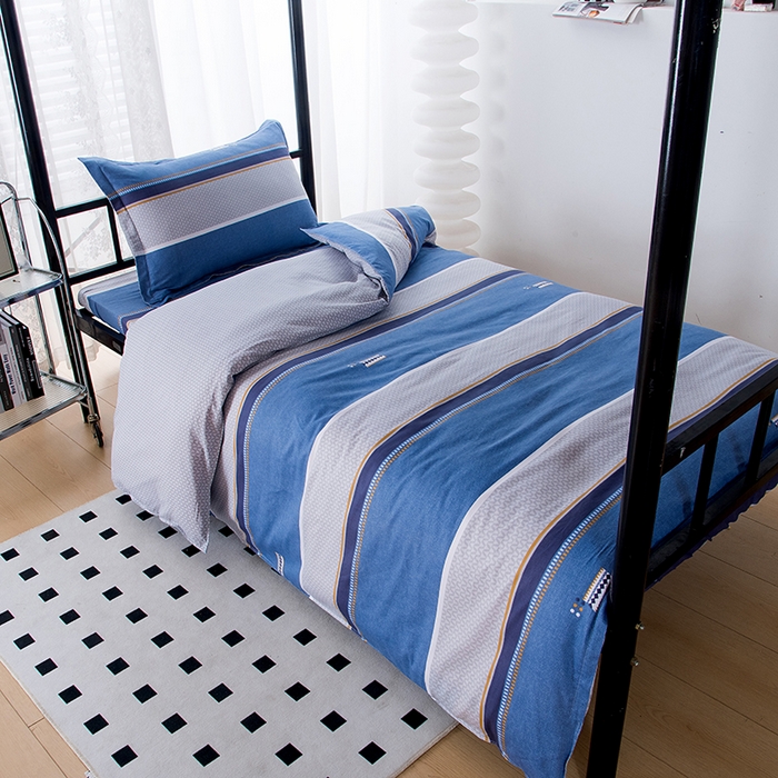 91家纺网 家纺一手货源 找家纺 茗婷家纺 2026新款纯棉学生宿舍上下铺床单款床笠款三件套四季款 时光倒影兰