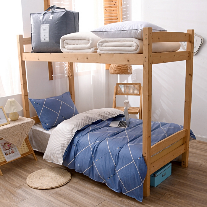 91家纺网 家纺一手货源 找家纺 茗婷家纺 2026新款纯棉学生宿舍上下铺床单款床笠款三件套四季款 小时光