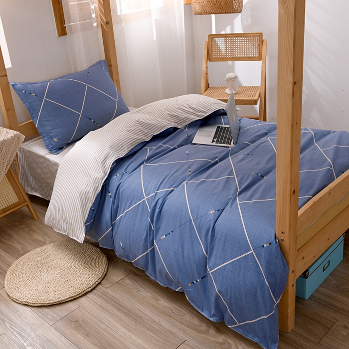 91家纺网 家纺一手货源 找家纺 茗婷家纺 2026新款纯棉学生宿舍上下铺床单款床笠款三件套四季款 小时光