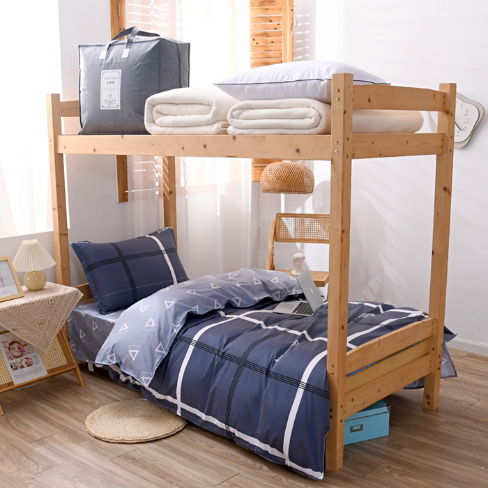 91家纺网 家纺一手货源 找家纺 茗婷家纺 2026新款纯棉学生宿舍上下铺床单款床笠款三件套四季款 时尚格