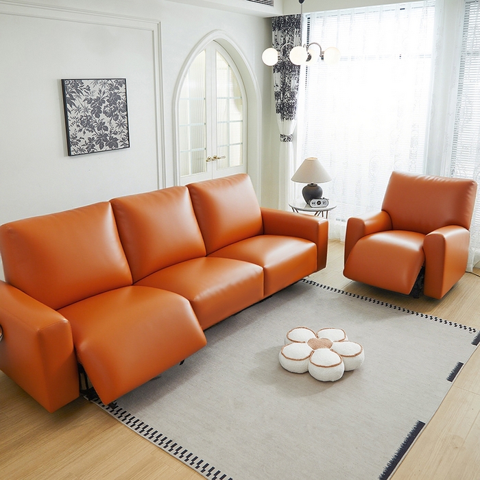 91家纺网 家纺一手货源 找家纺 逐日沙发套 2026新款三防皮革芝华仕沙发套 橙色