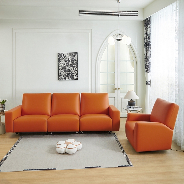 91家纺网 家纺一手货源 找家纺 逐日沙发套 2026新款三防皮革芝华仕沙发套 橙色
