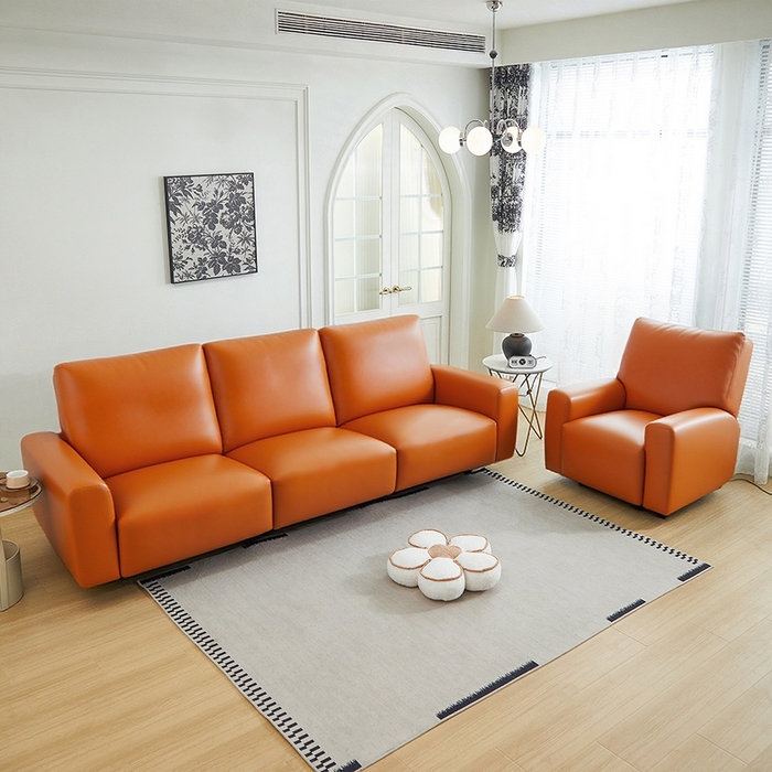 91家纺网 家纺一手货源 找家纺 逐日沙发套 2026新款三防皮革芝华仕沙发套 橙色
