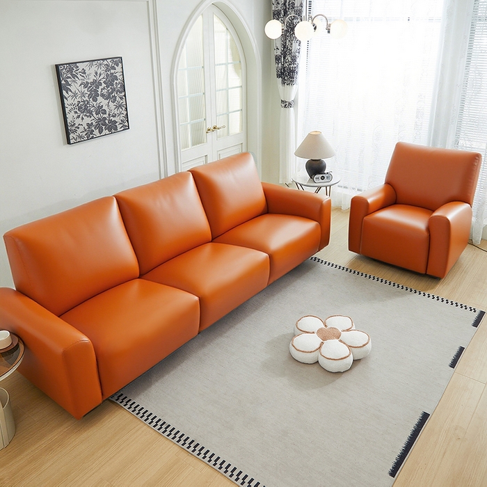 91家纺网 家纺一手货源 找家纺 逐日沙发套 2026新款三防皮革芝华仕沙发套 橙色