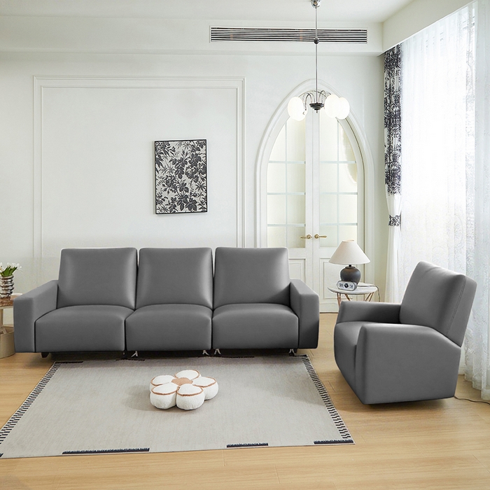 91家纺网 家纺一手货源 找家纺 逐日沙发套 2026新款三防皮革芝华仕沙发套 高贵灰