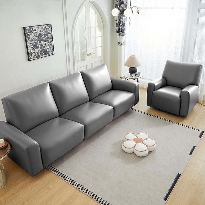 91家纺网 家纺一手货源 找家纺 逐日沙发套 2026新款三防皮革芝华仕沙发套 高贵灰