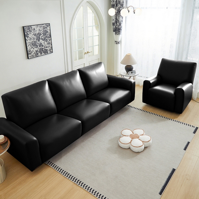 91家纺网 家纺一手货源 找家纺 逐日沙发套 2026新款三防皮革芝华仕沙发套 黑色