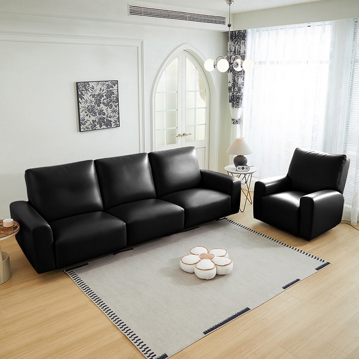 91家纺网 家纺一手货源 找家纺 逐日沙发套 2026新款三防皮革芝华仕沙发套 黑色