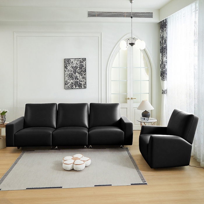 91家纺网 家纺一手货源 找家纺 逐日沙发套 2026新款三防皮革芝华仕沙发套 黑色