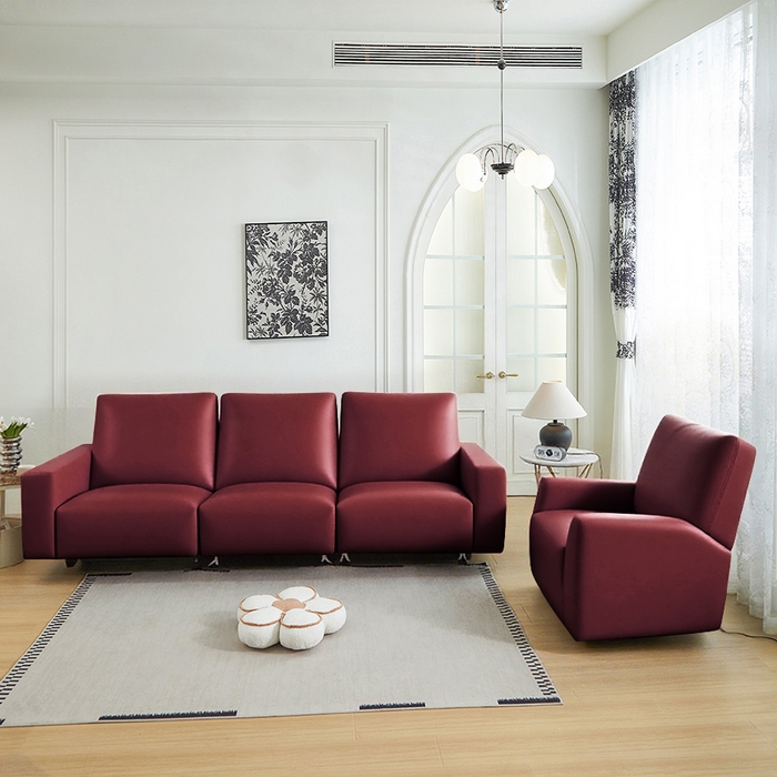 91家纺网 家纺一手货源 找家纺 逐日沙发套 2026新款三防皮革芝华仕沙发套 酒红