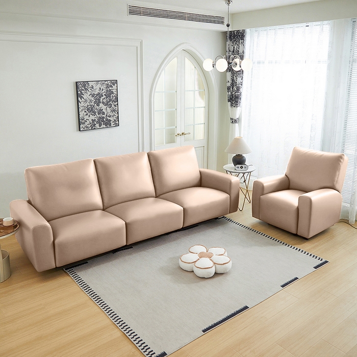 91家纺网 家纺一手货源 找家纺 逐日沙发套 2026新款三防皮革芝华仕沙发套 卡其