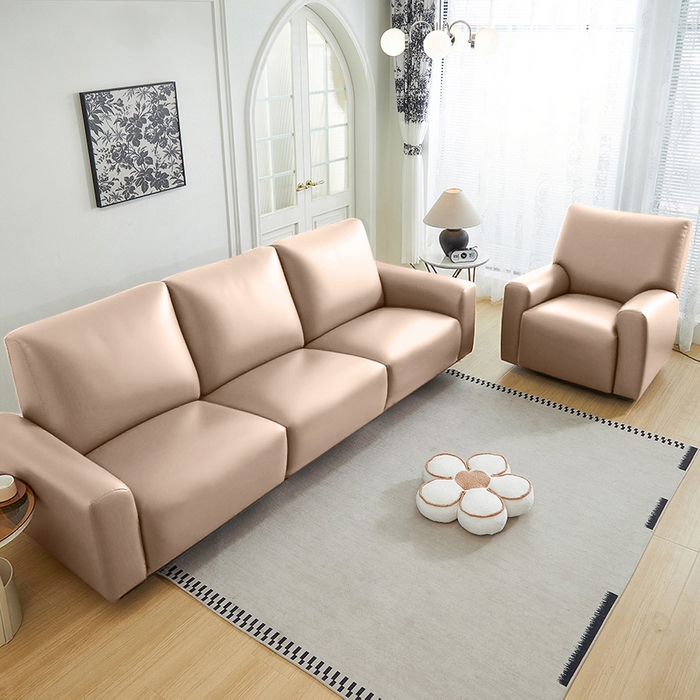 91家纺网 家纺一手货源 找家纺 逐日沙发套 2026新款三防皮革芝华仕沙发套 卡其