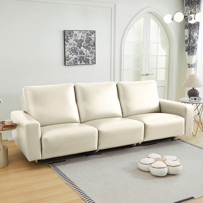 91家纺网 家纺一手货源 找家纺 逐日沙发套 2026新款三防皮革芝华仕沙发套 米白