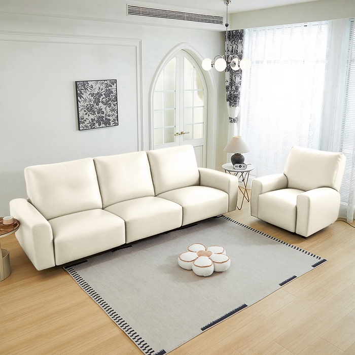 91家纺网 家纺一手货源 找家纺 逐日沙发套 2026新款三防皮革芝华仕沙发套 米白