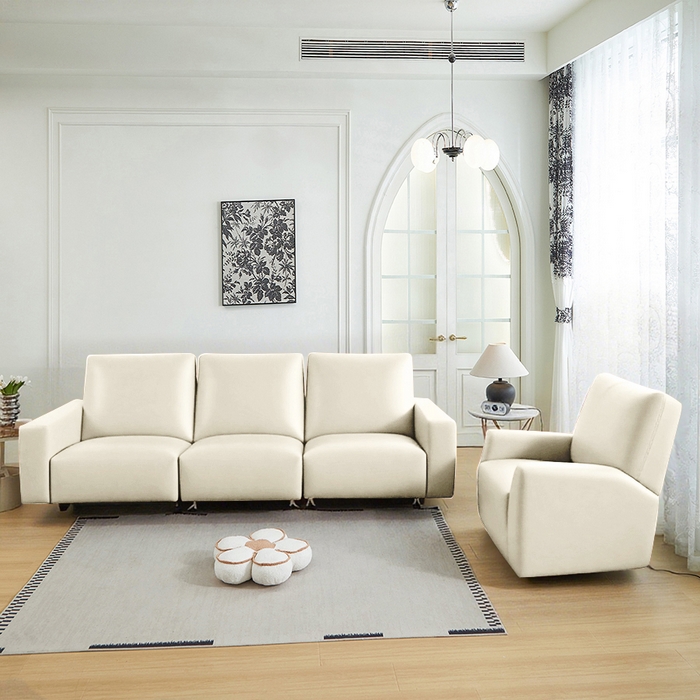 91家纺网 家纺一手货源 找家纺 逐日沙发套 2026新款三防皮革芝华仕沙发套 米白