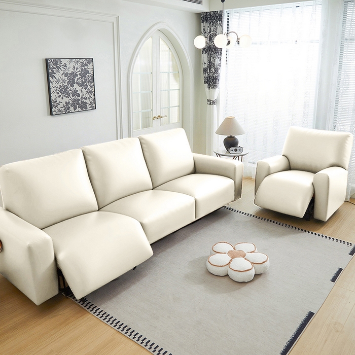 91家纺网 家纺一手货源 找家纺 逐日沙发套 2026新款三防皮革芝华仕沙发套 米白