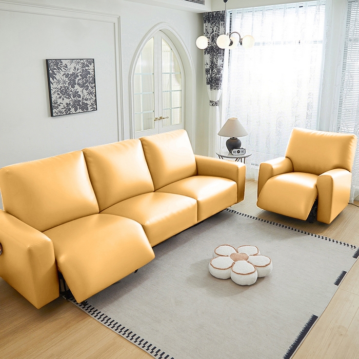 91家纺网 家纺一手货源 找家纺 逐日沙发套 2026新款三防皮革芝华仕沙发套 嫩黄