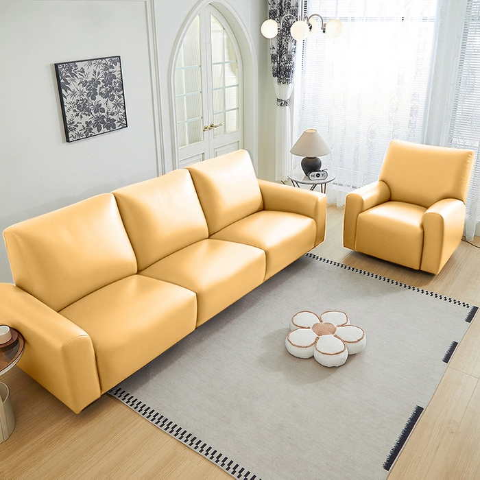 91家纺网 家纺一手货源 找家纺 逐日沙发套 2026新款三防皮革芝华仕沙发套 嫩黄