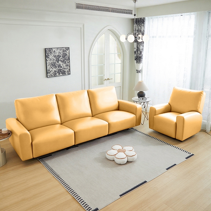 91家纺网 家纺一手货源 找家纺 逐日沙发套 2026新款三防皮革芝华仕沙发套 嫩黄