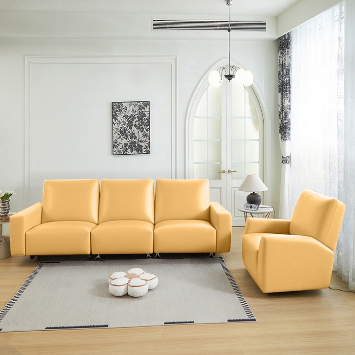 91家纺网 家纺一手货源 找家纺 逐日沙发套 2026新款三防皮革芝华仕沙发套 嫩黄