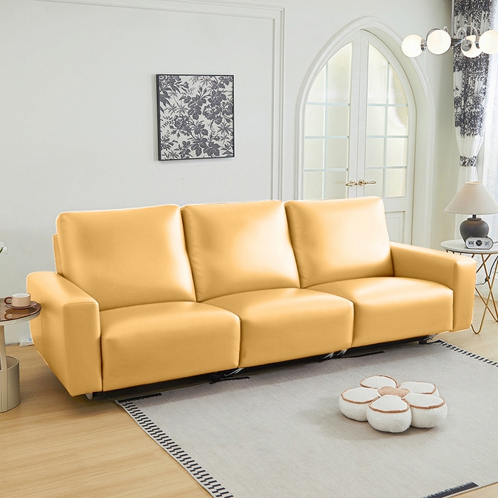 91家纺网 家纺一手货源 找家纺 逐日沙发套 2026新款三防皮革芝华仕沙发套 嫩黄