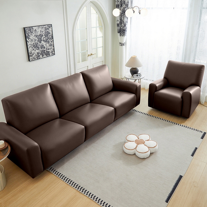 91家纺网 家纺一手货源 找家纺 逐日沙发套 2026新款三防皮革芝华仕沙发套 深咖