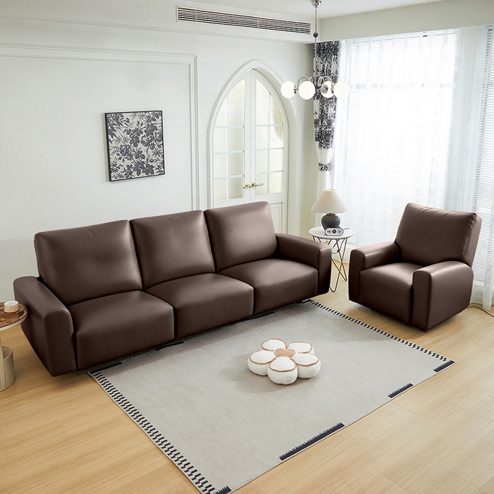 91家纺网 家纺一手货源 找家纺 逐日沙发套 2026新款三防皮革芝华仕沙发套 深咖