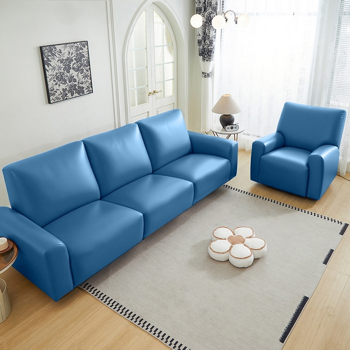 91家纺网 家纺一手货源 找家纺 逐日沙发套 2026新款三防皮革芝华仕沙发套 雾霾蓝