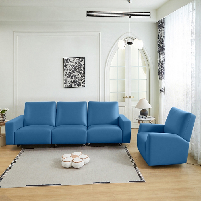 91家纺网 家纺一手货源 找家纺 逐日沙发套 2026新款三防皮革芝华仕沙发套 雾霾蓝