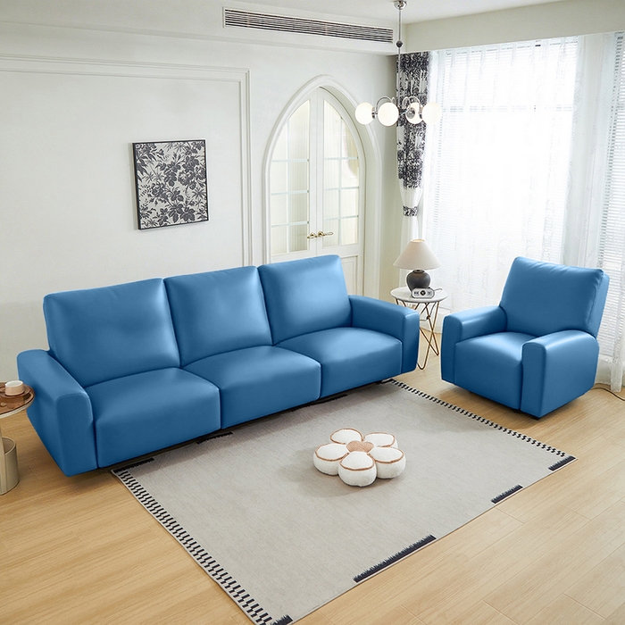 91家纺网 家纺一手货源 找家纺 逐日沙发套 2026新款三防皮革芝华仕沙发套 雾霾蓝