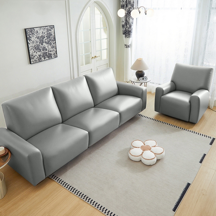 91家纺网 家纺一手货源 找家纺 逐日沙发套 2026新款三防皮革芝华仕沙发套 银灰