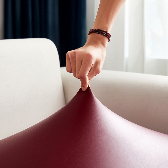 91家纺网 家纺一手货源 找家纺 逐日沙发套 2026新款三防皮革芝华仕沙发套 酒红