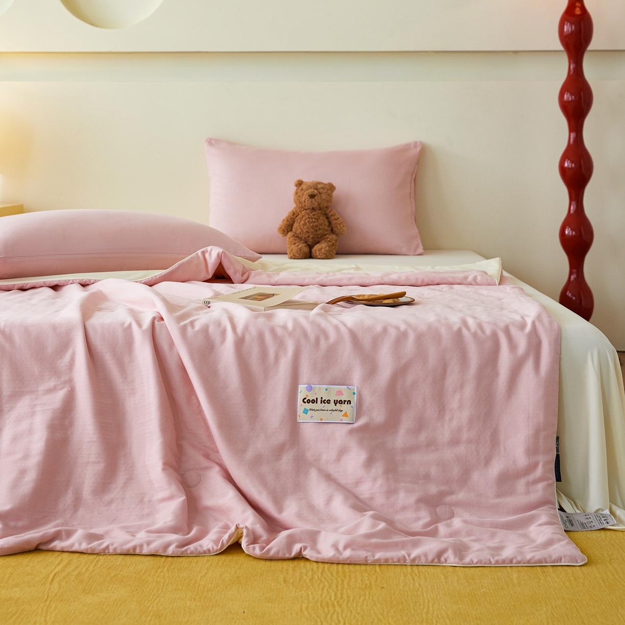 91家纺网 家纺一手货源 找家纺 （总）莱宁被业 2026新款冰纱系列全棉双层纱锦氨凉感丝夏被