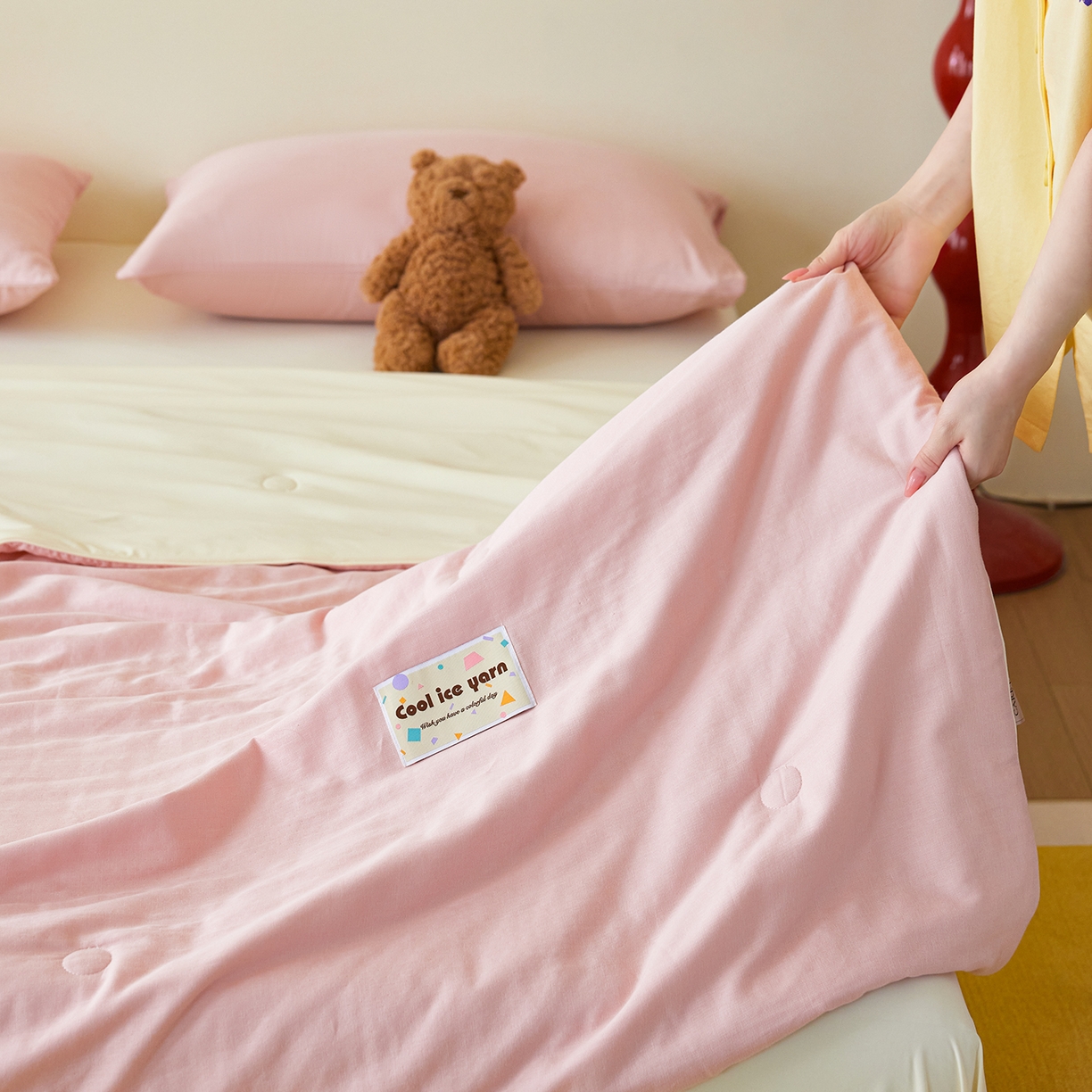 91家纺网 家纺一手货源 找家纺 （总）莱宁被业 2026新款冰纱系列全棉双层纱锦氨凉感丝夏被