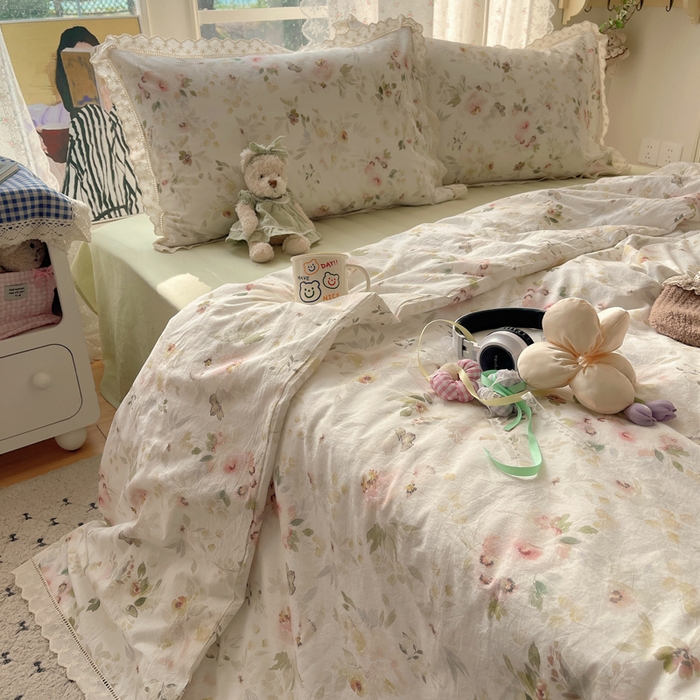 91家纺网 家纺一手货源 找家纺 爱彼家纺 2026夏季新款镂空花边水洗棉夏被夏凉被空调被清洗碎花风 镂空夏被-春花秋月