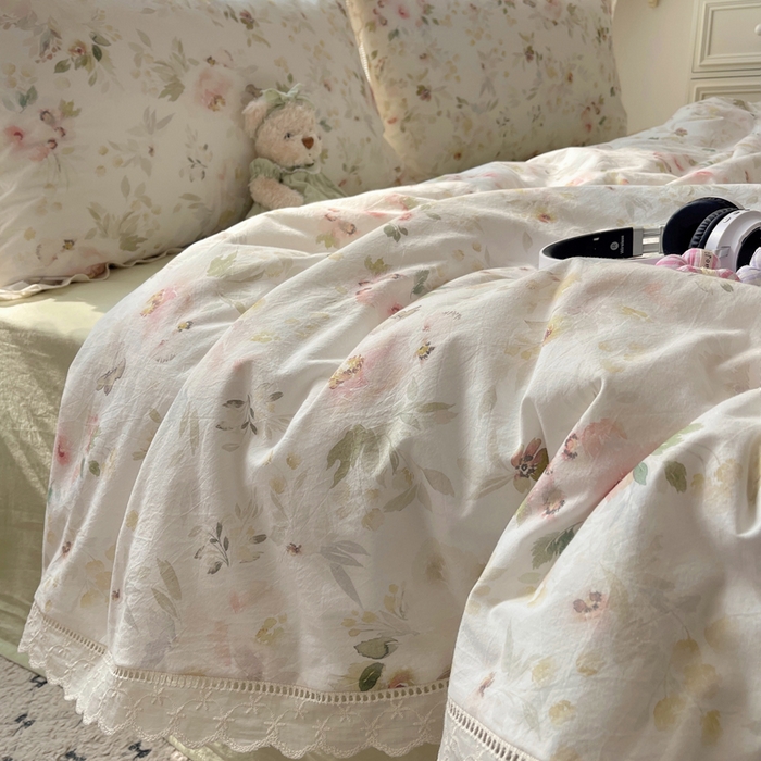 91家纺网 家纺一手货源 找家纺 爱彼家纺 2026夏季新款镂空花边水洗棉夏被夏凉被空调被清洗碎花风 镂空夏被-春花秋月