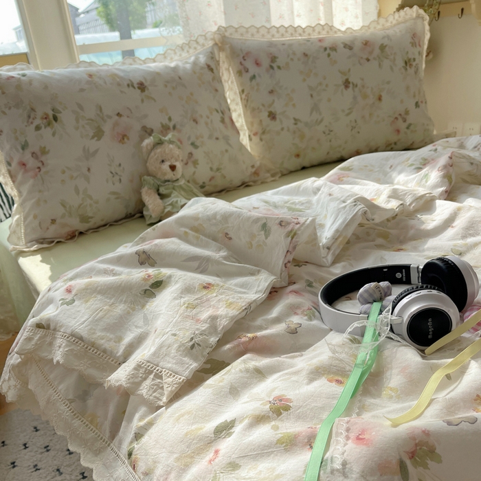 91家纺网 家纺一手货源 找家纺 爱彼家纺 2026夏季新款镂空花边水洗棉夏被夏凉被空调被清洗碎花风 镂空夏被-春花秋月