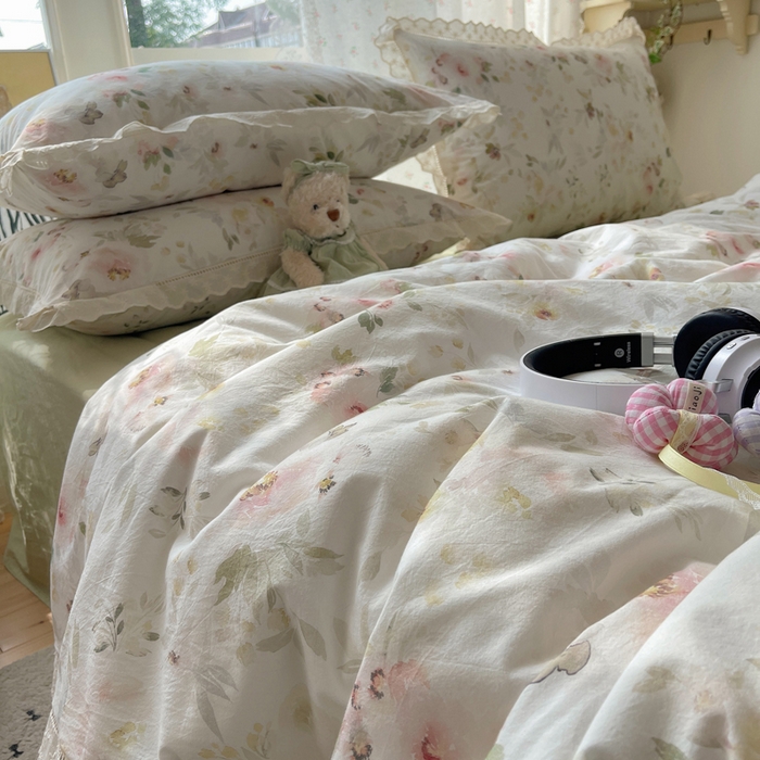 91家纺网 家纺一手货源 找家纺 爱彼家纺 2026夏季新款镂空花边水洗棉夏被夏凉被空调被清洗碎花风 镂空夏被-春花秋月