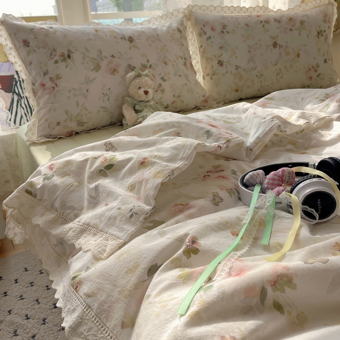 91家纺网 家纺一手货源 找家纺 爱彼家纺 2026夏季新款镂空花边水洗棉夏被夏凉被空调被清洗碎花风 镂空夏被-春花秋月