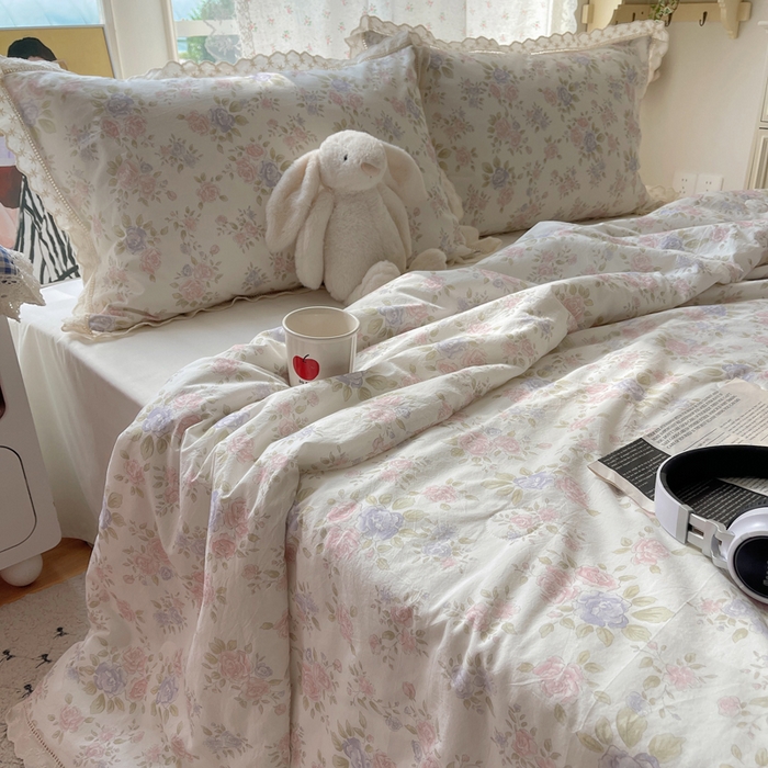 爱彼家纺 2026夏季新款镂空花边水洗棉夏被夏凉被空调被清洗碎花风 镂空夏被-鲜花怒放