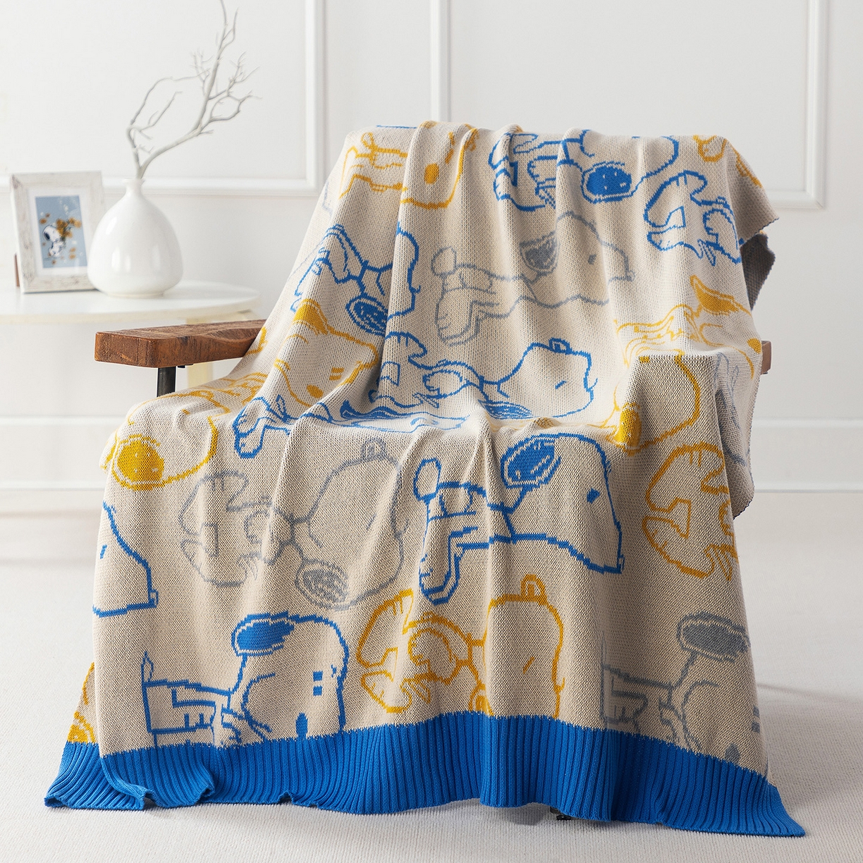 91家纺网 家纺一手货源 找家纺 （总）苏艺针织史努比SNOOPY正版授权独家全棉针织毯多功能针织盖毯终端控价